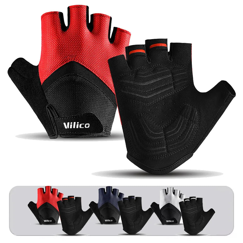 Cycling Half Finger Gloves Bike MTB Gloves Breathable Short Finger Thickened Palm Shock-Absorbing Anti Slip Outdoor Sport Gloves GlowCart
