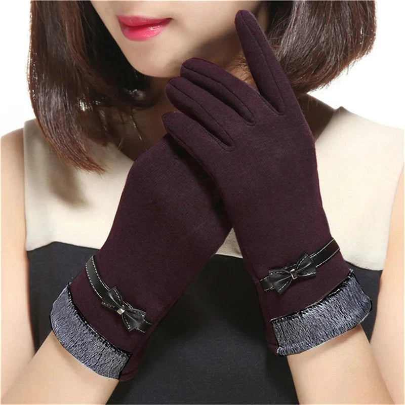 New Fashion Grace Lady Gloves Women Winter Vintage Bow-Knot GlowCart