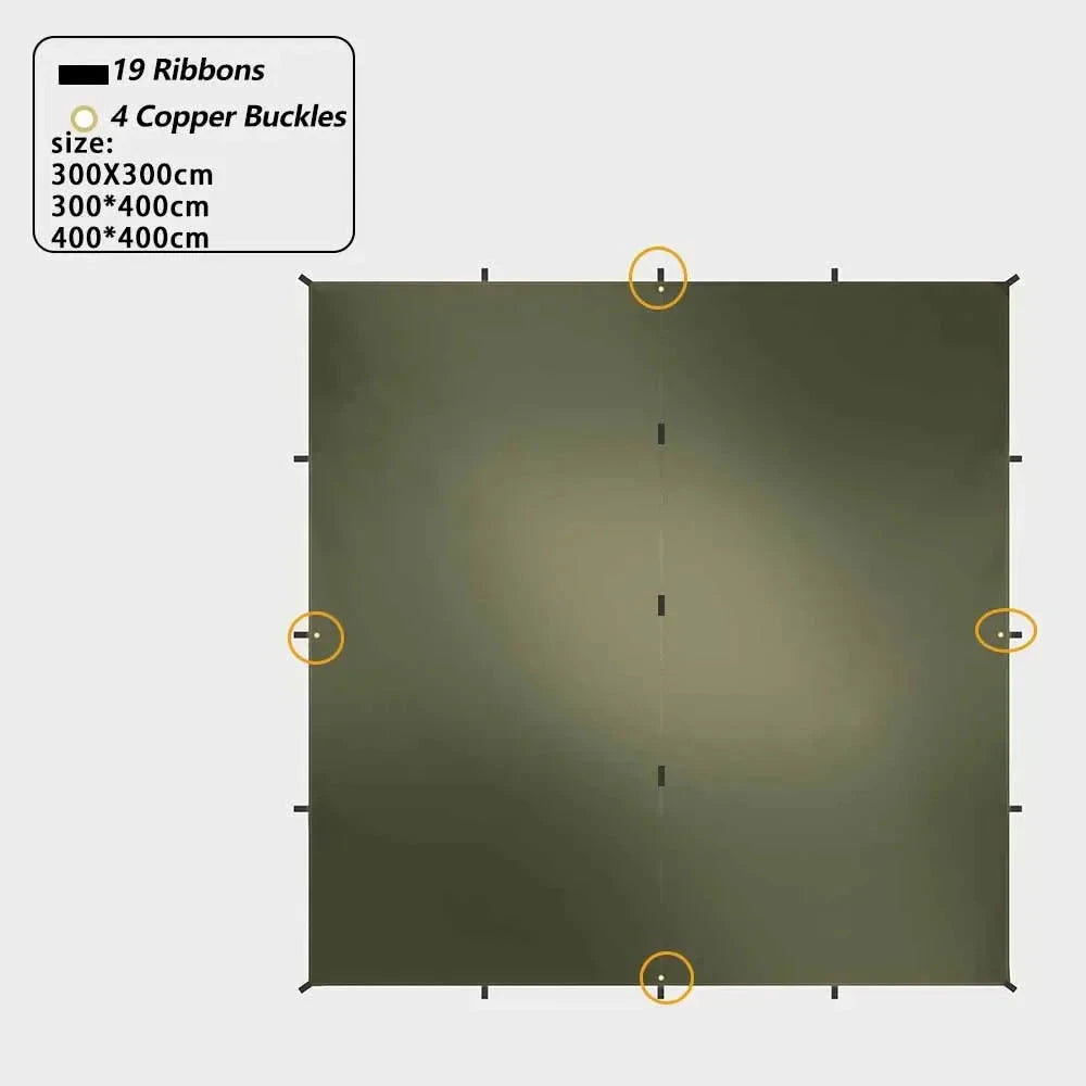 TARKA Camping Tent Tarp 3×3m/4x4m Tourist Picnic Survival GlowCart