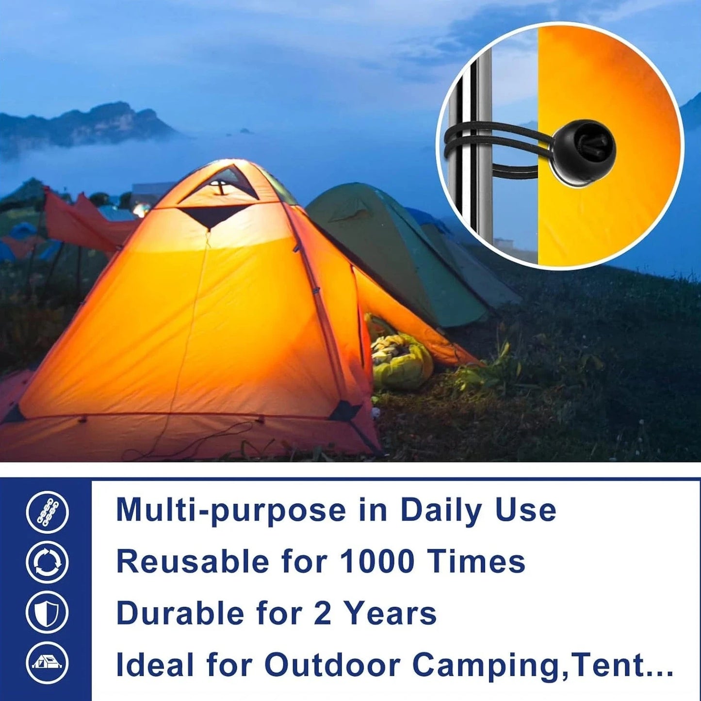 YANBIGUO 50-Pcs Bungee Balls,Black Cord for Canopy Tarp, UV GlowCart