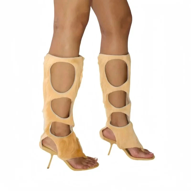 2025 New Luxury Women's Knee-High Boots | Real Horsehair GlowCart