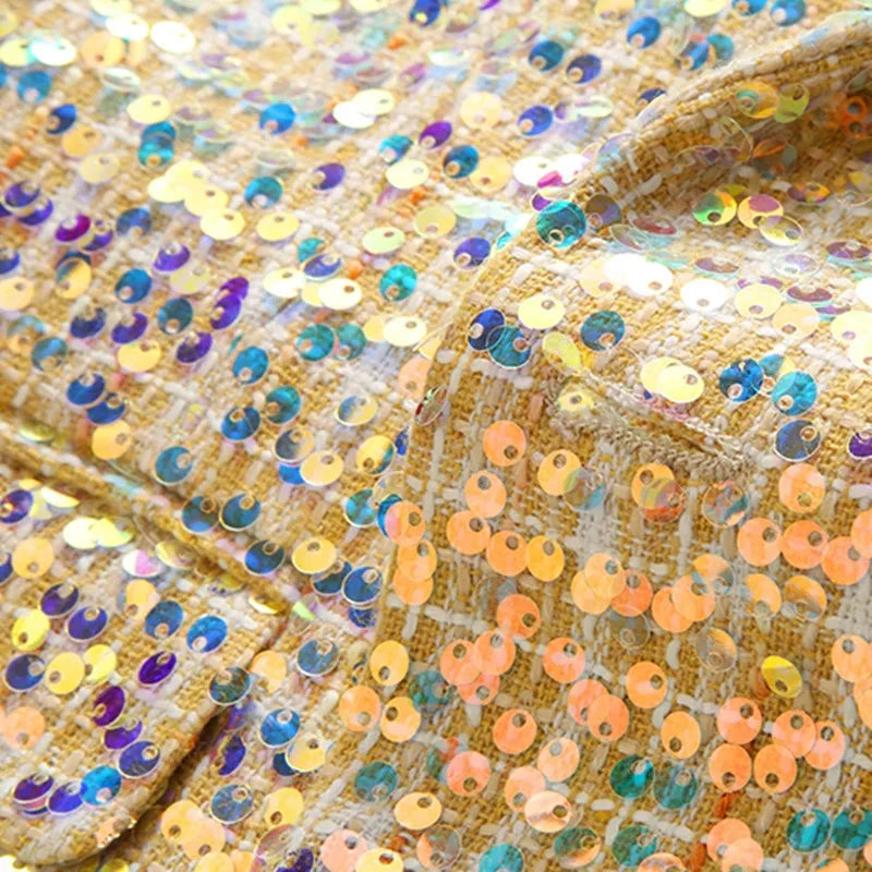 Fashion Men Luxury Sequin Suit 2 Piece Gold Trend Singer GlowCart