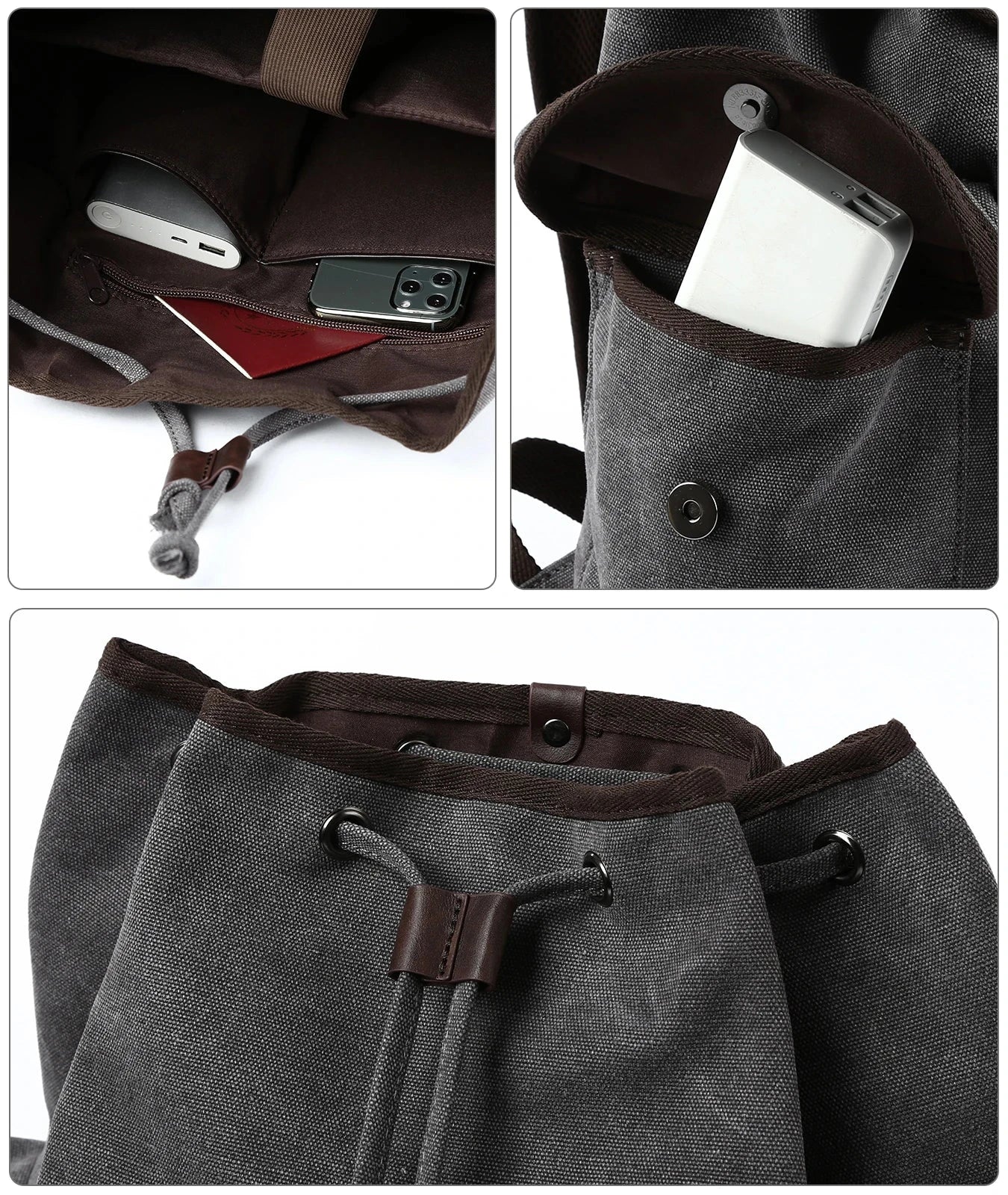 Men Canvas Vintage Backpack Men 30L Large Travel Rucksack GlowCart