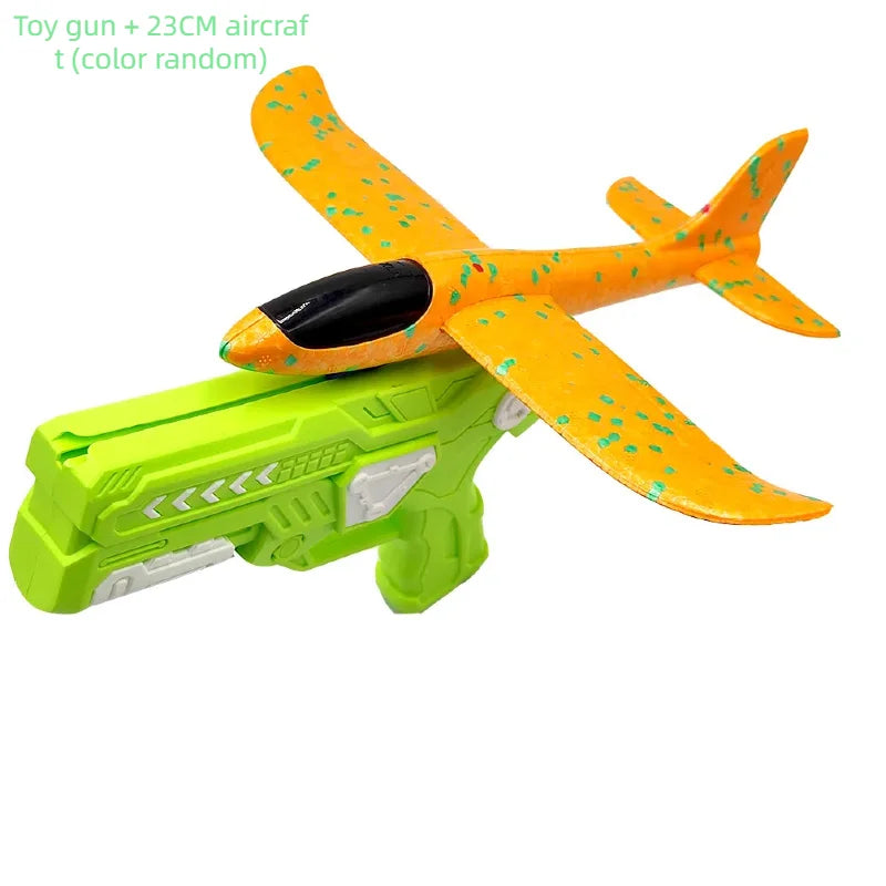 Outdoor Games Kids Glider Flight Flying Throw Foam Plane Shooting Gun, Catapult Plane Launcher Toy for Kids, Shooting Toy GlowCart