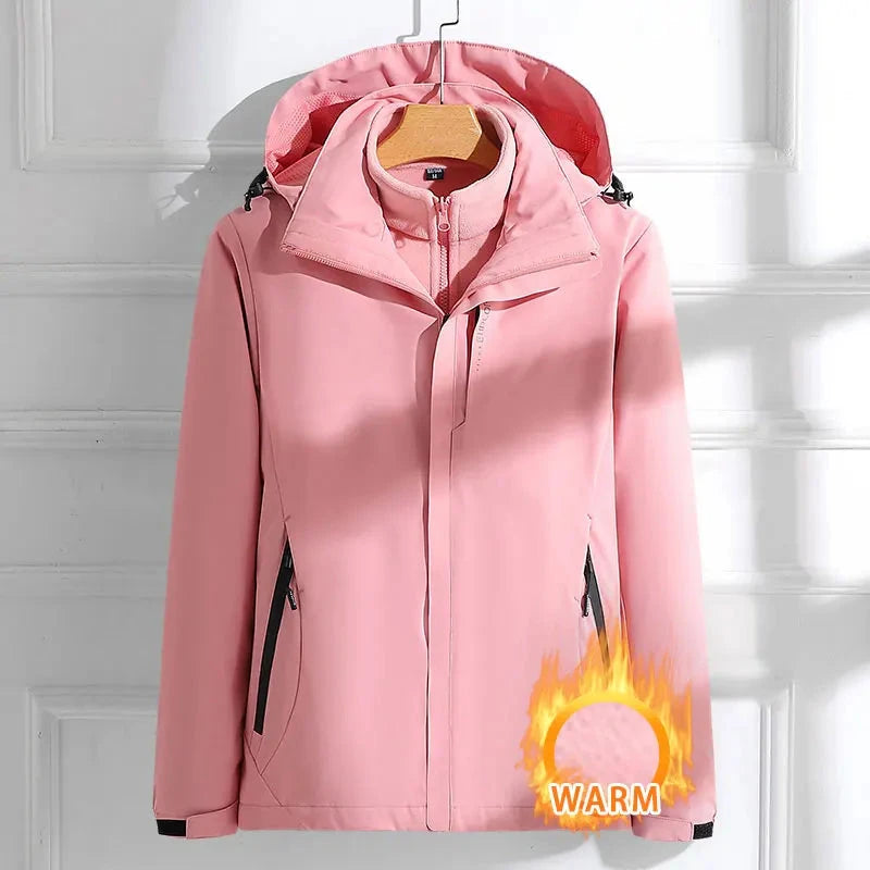 Woman Hiking Jacket Winter Outdoor 3 In 1 Waterproof GlowCart