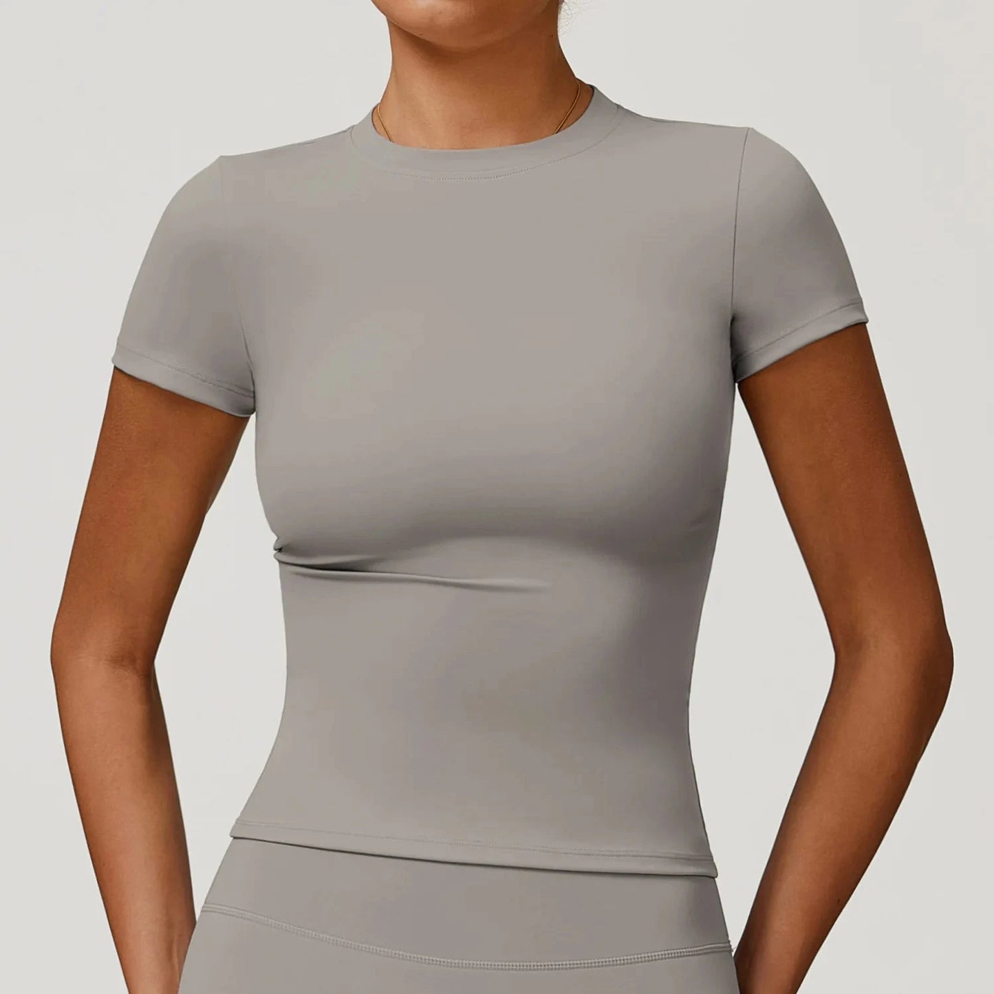 NCLAGEN Women Running Sports T Shirt Summer Short Sleeve Round Neck Breathable Stretchy GYM Yoga Slim Fitness Active Top Tee GlowCart