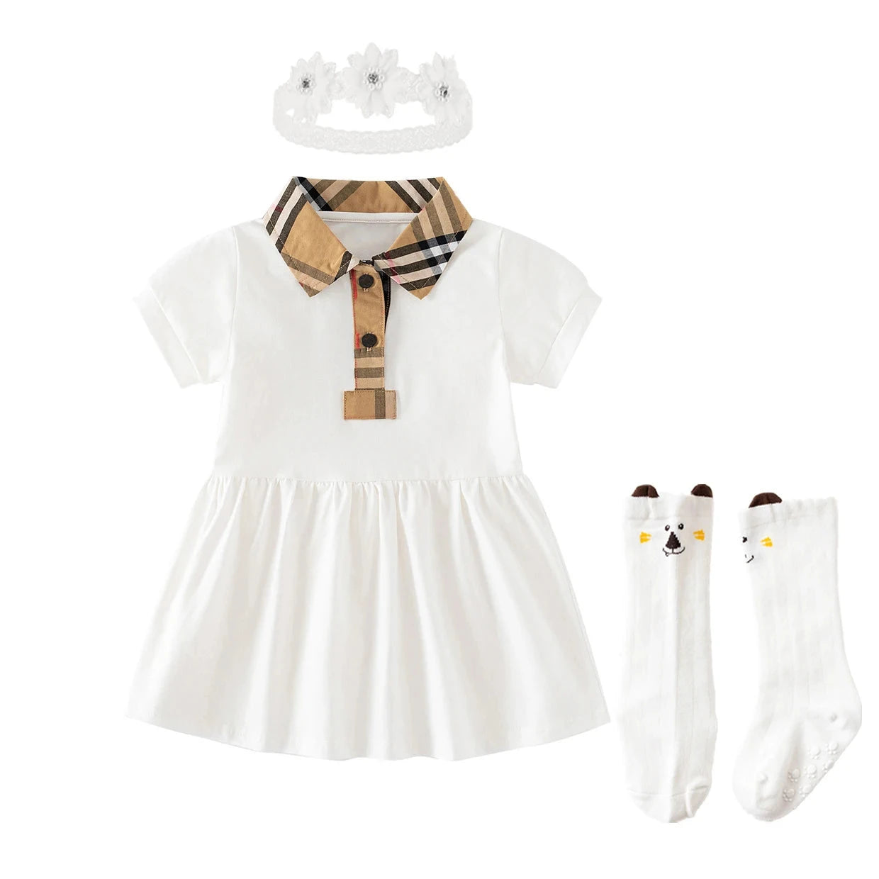 Baby Girl Princess Dress Cotton Baby Girl Dress Plaid GlowCart