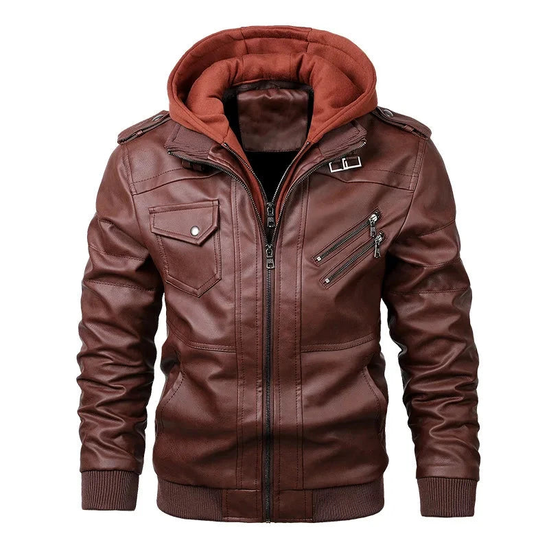 KB New Men's Leather Jackets Autumn Casual Motorcycle PU GlowCart