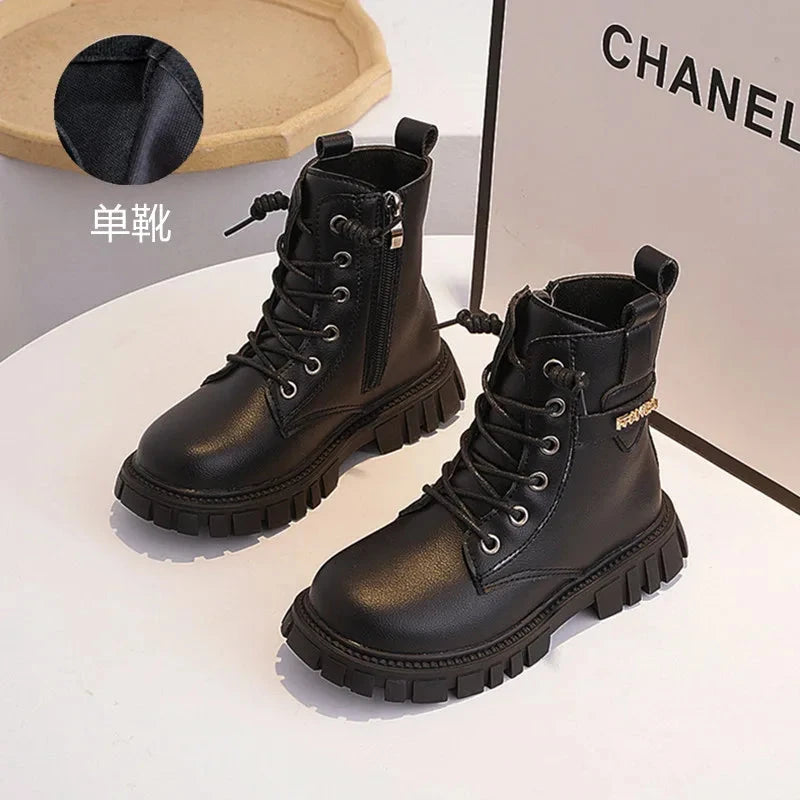 Winter Children Fashion Boots New Autumn Girls Ankle Boots Non-slip Casual Kids School Shoe PU Leather Boys Warm Booties GlowCart