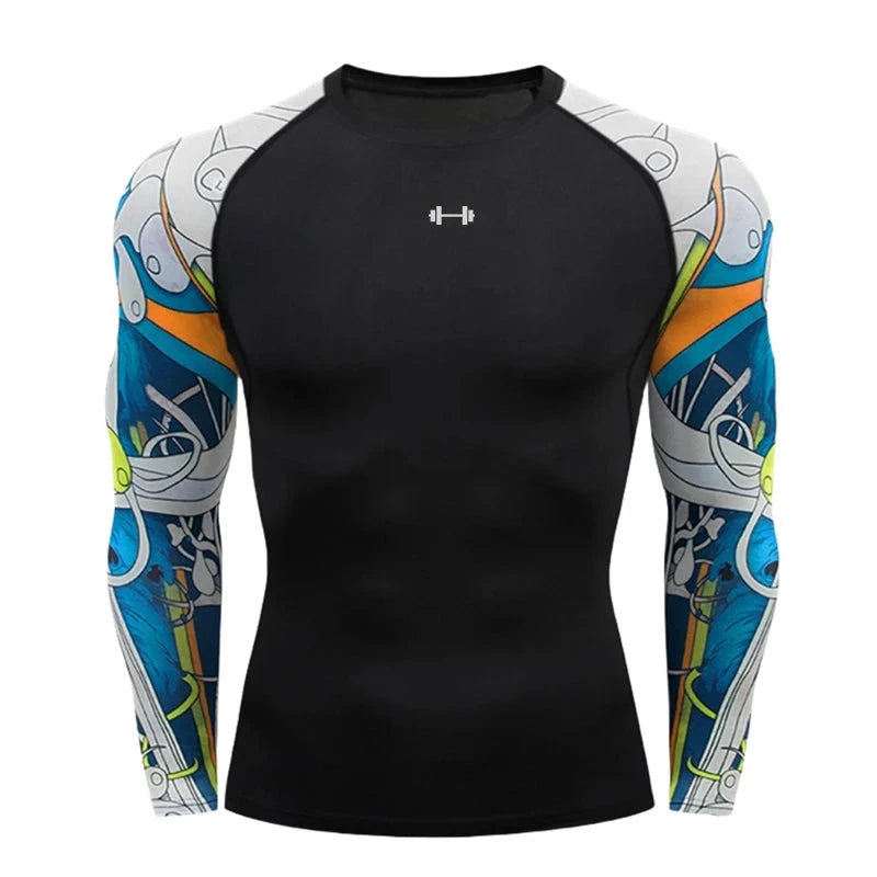 Gym Compression Dry Fit Men's Long Sleeves Fitness T-shirt Spring And Autumn Outdoor Sports Running Tees Sportswear Tops T-shirt GlowCart