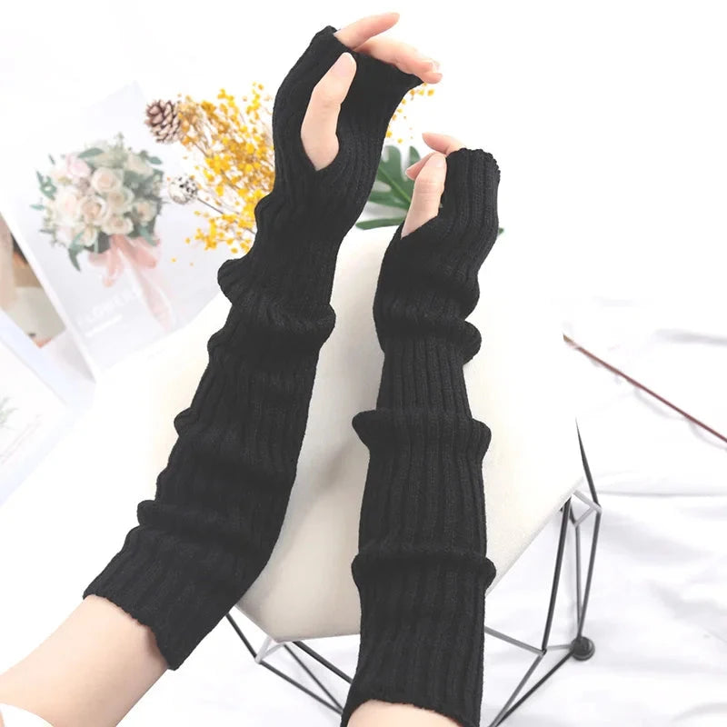 1Pair Women Long Fingerless Gloves Soft Female Kawaii Mitten GlowCart