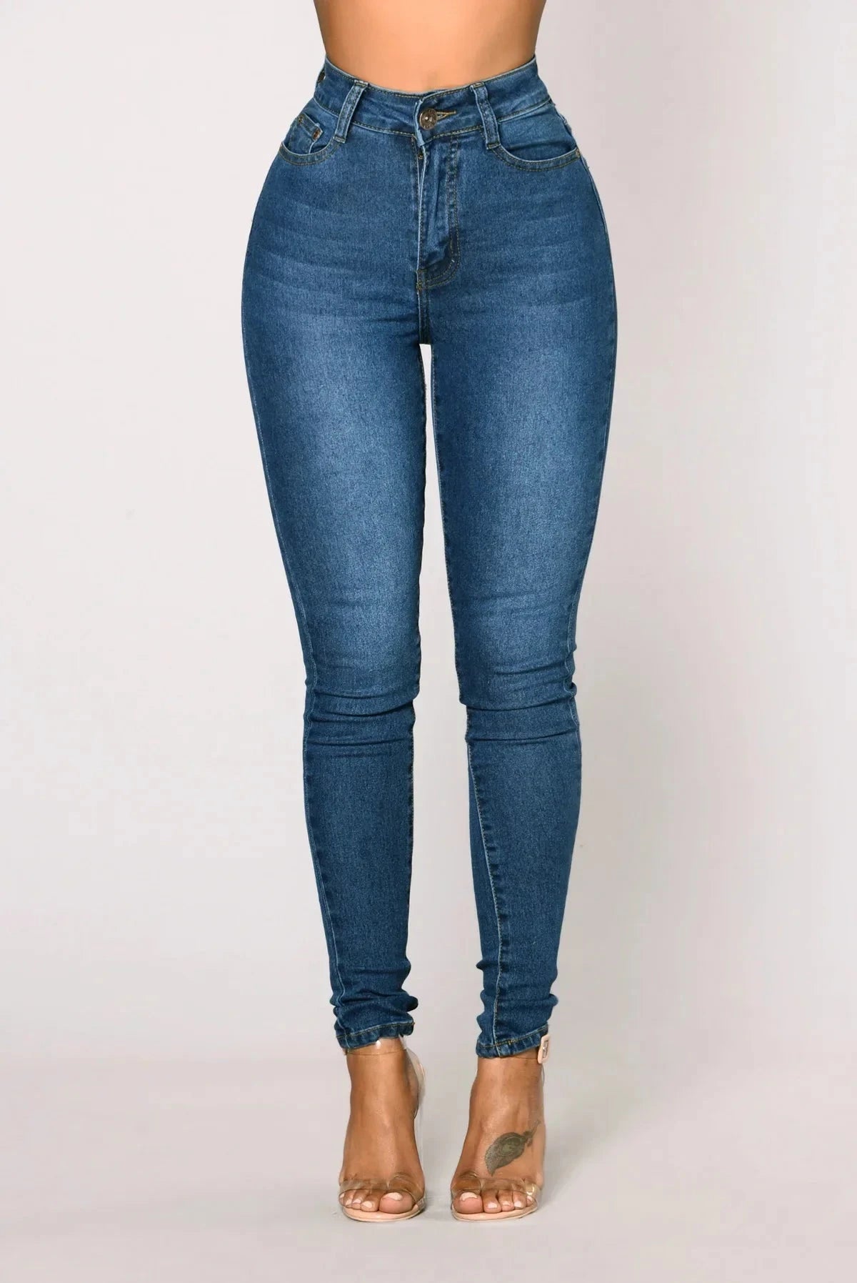 Women High Waist Stretch Hip Lift Denim Skinny Pants Jeans GlowCart