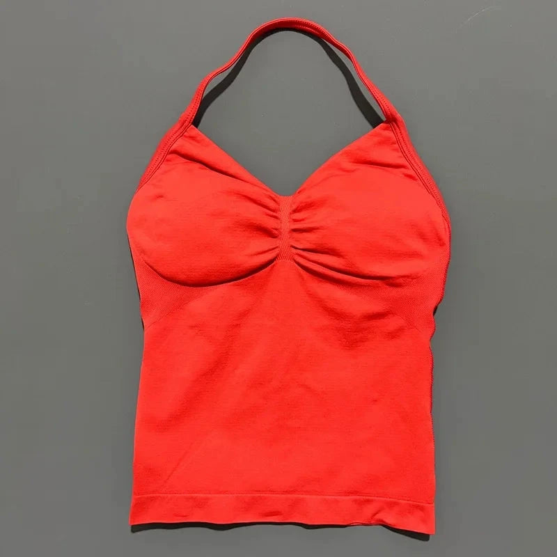 HISTELLO Impact Longline Strappy Top Sports Yoga Vest Women Fitness Tank Top Gym Beautiful Open Back Bra Running Workout Halter GlowCart