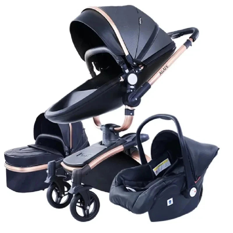 New High Quality baby stoller 3 /2 in 1 Baby Pram High Landscape Fold PU leather kinderwagen baby Carriage car Newborn pushchair GlowCart