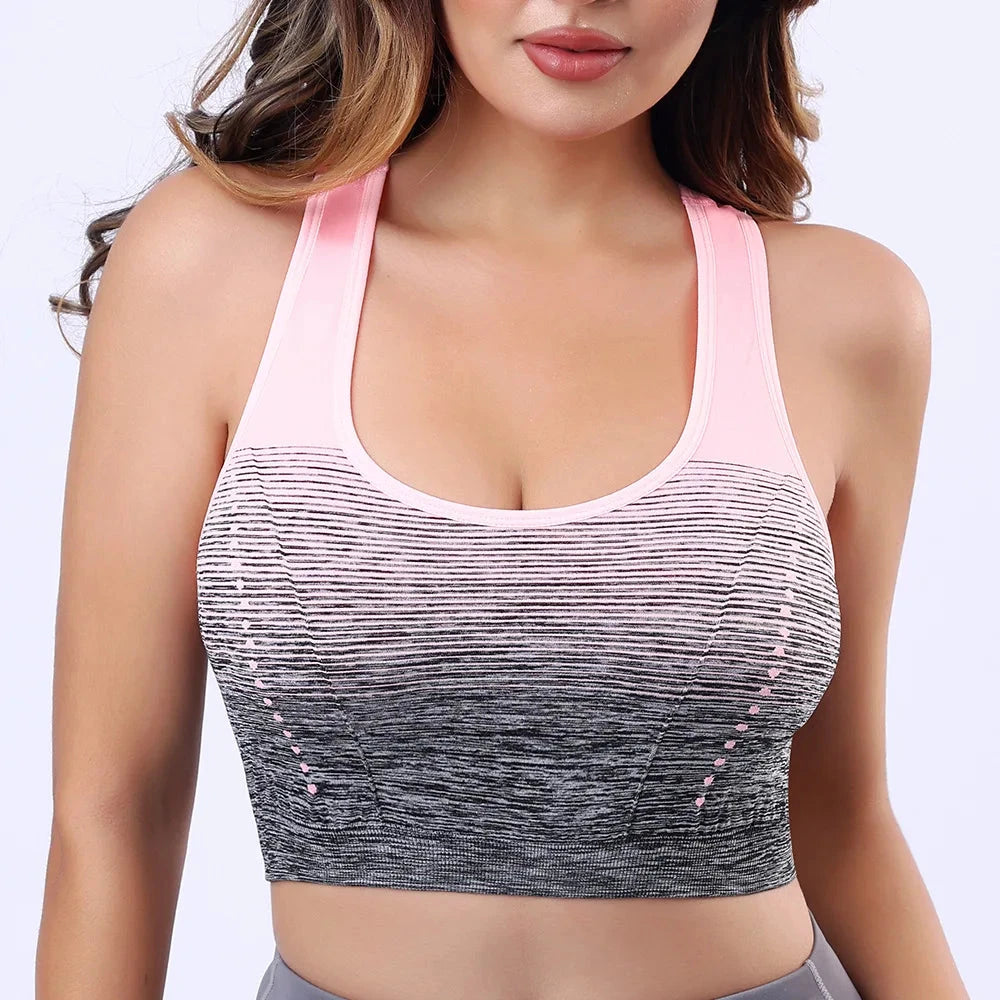 Women Sports Bra Shock-absorbing Bra Breathable Shock-proof Underwear Steel Ring Free Yoga Bra Running Vest Fitness Workout Tops GlowCart