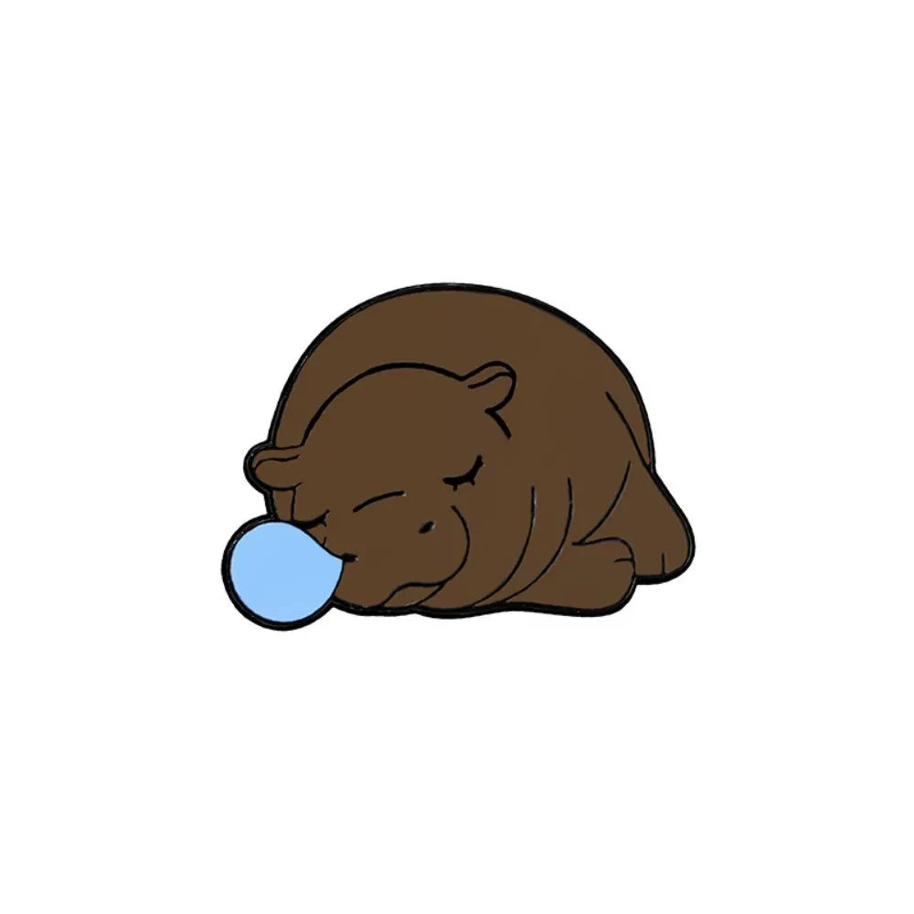 Cute Hippopotamus Enamel Brooch Cartoon Animal Thai MooDeng GlowCart