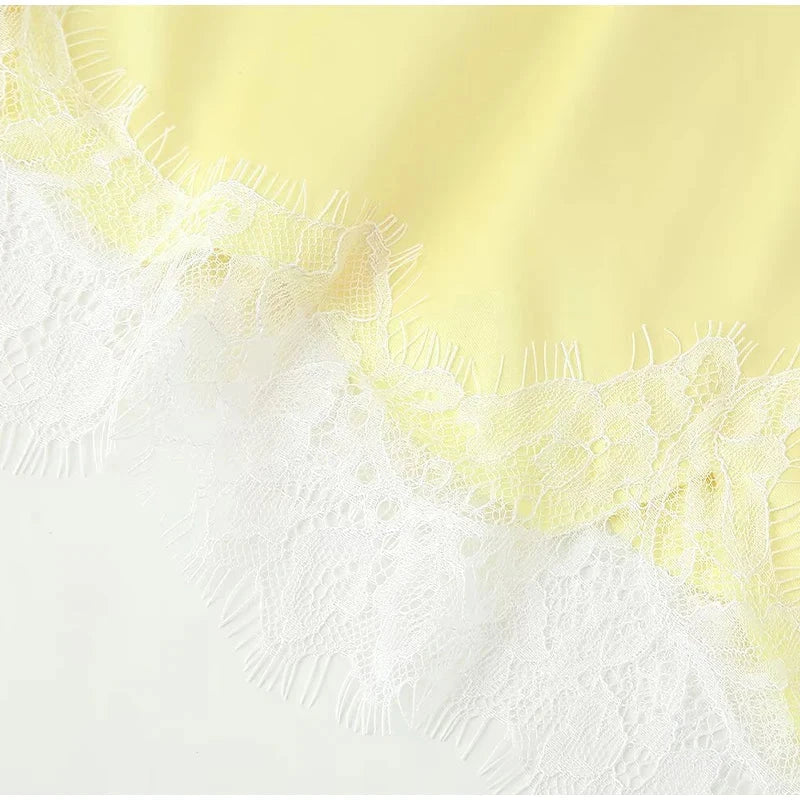 Sexy Lace Patchwork Sling Dress Women Satin Off-shoulder GlowCart