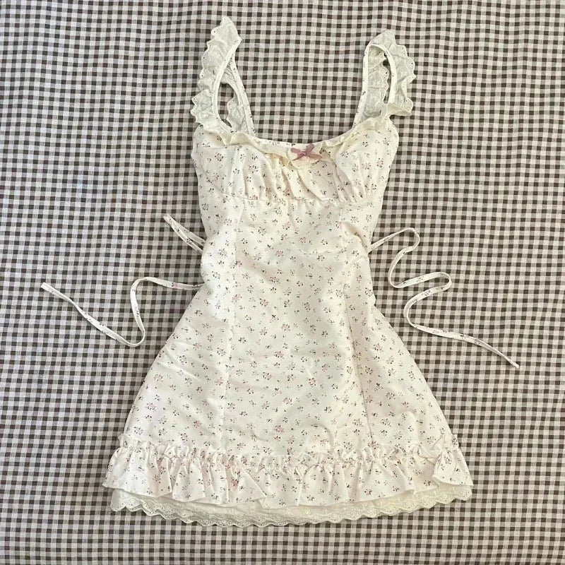 Summer French Sweet Tunic Waist Dress Women Gentle Strappy GlowCart