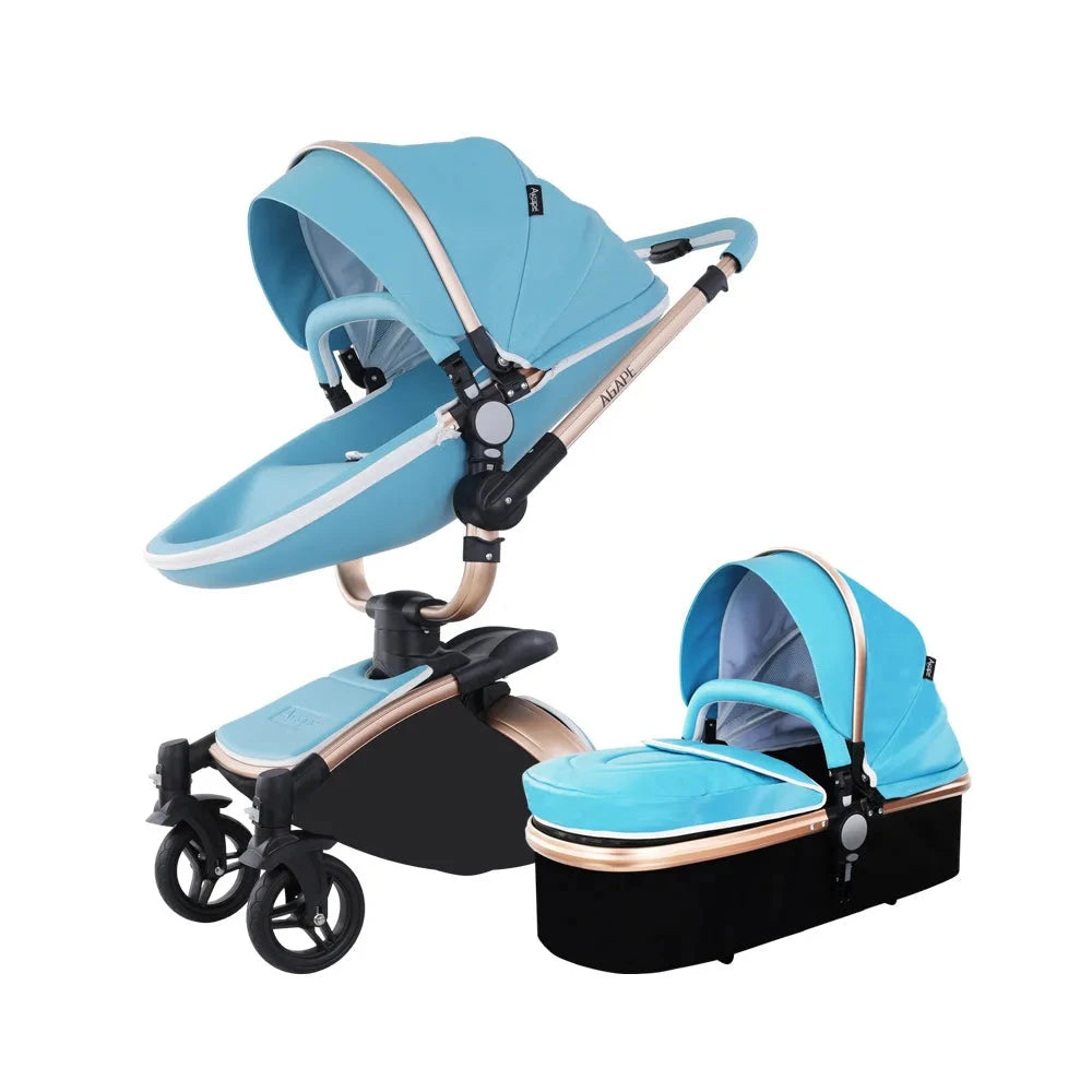 New PU leather baby stroller 3 in 1,High-Grade Baby Stroller High Landscape Infant Carriage,Luxury Baby Stroller,Folding pram GlowCart