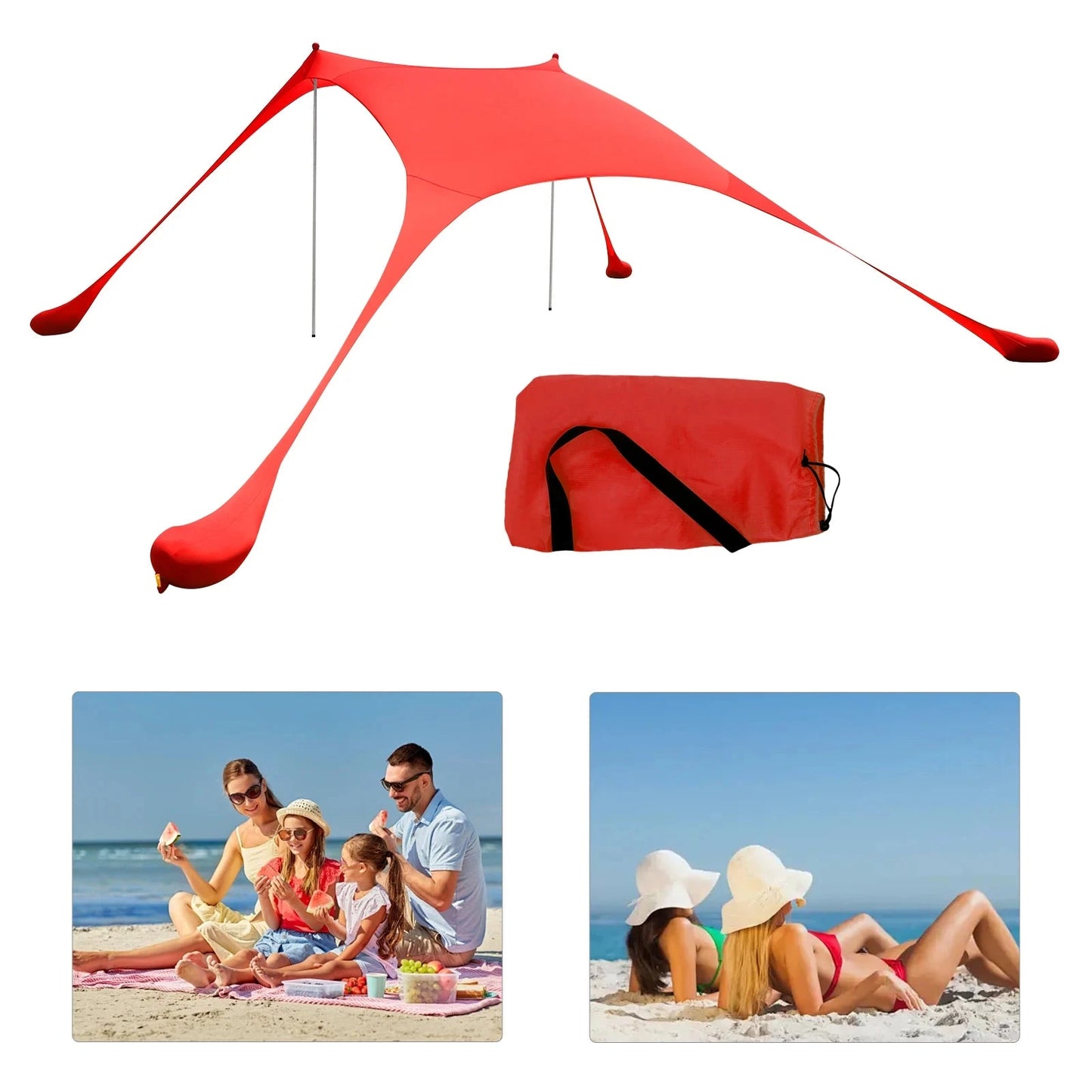 Pop Up Beach Tent Sun Shelter 6.5'x5.2' Instant Portable GlowCart