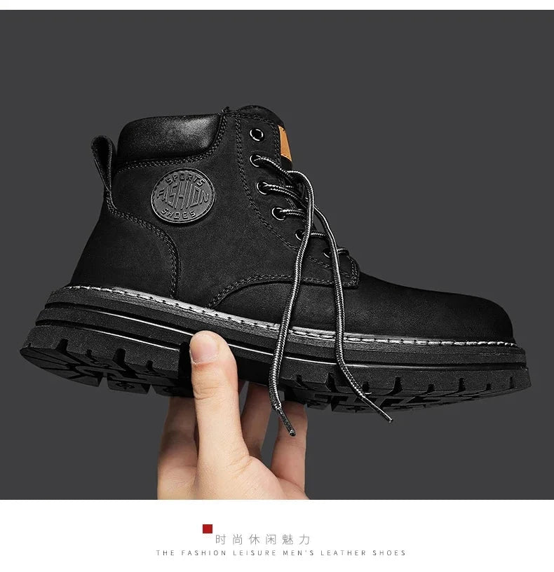 Boots Men High Top Boots High Quality Women Leather Shoes GlowCart