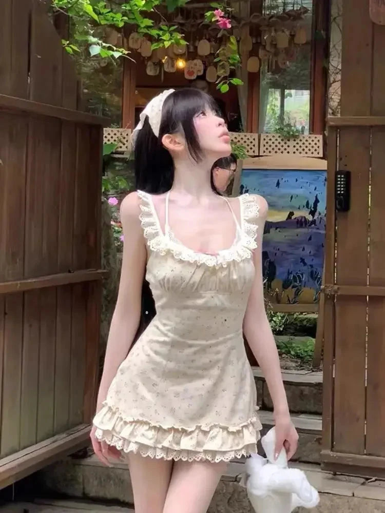 Summer French Sweet Tunic Waist Dress Women Gentle Strappy GlowCart