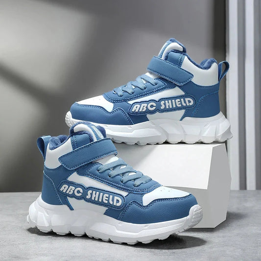 Autumn Winter Children Shoes Boys High Top Sneaker Warm Plush Kids Cotton Shoes Casual Sports Daily Boys Sneaker 4 To 12 Years GlowCart