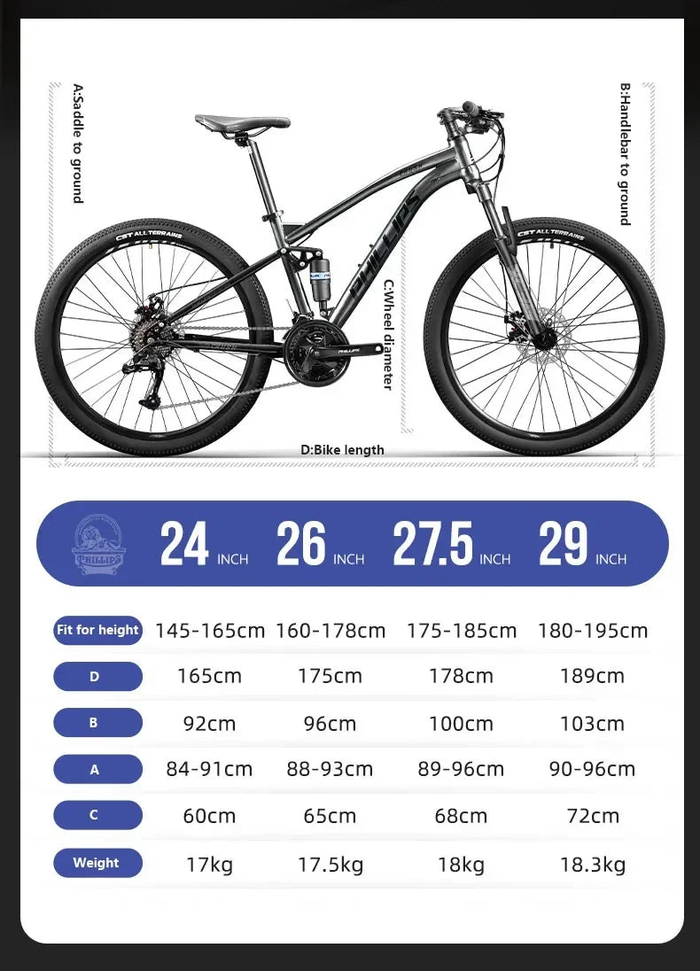 26/27.5-inch off-road soft tail mountain bike 24/27/30 speed downhill DH bicycle speed dual disc brake full suspension bicicleta GlowCart