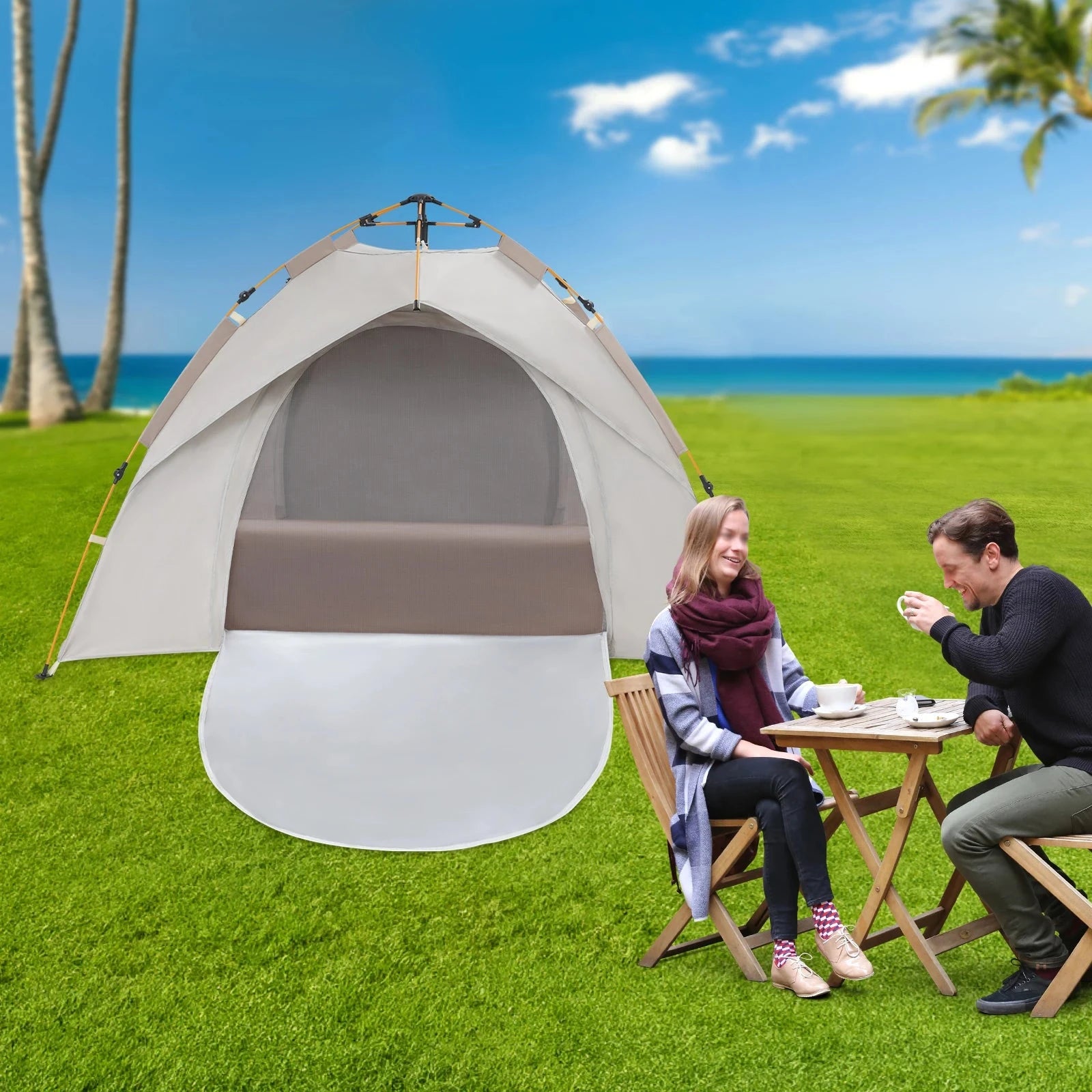 2-3 Person Outdoor Folding Tent Quick Automati Opening GlowCart