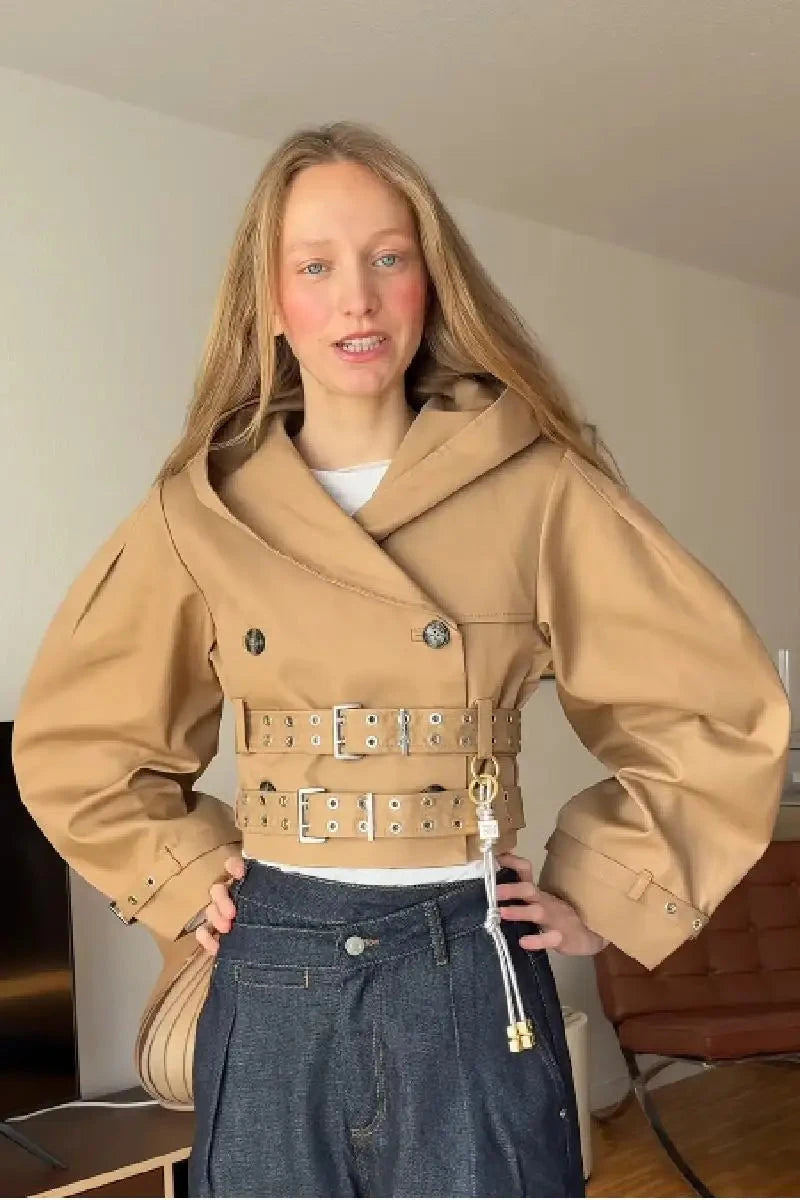 Vintage Long Sleeve Trench Coat Women Fashion Turn-down GlowCart