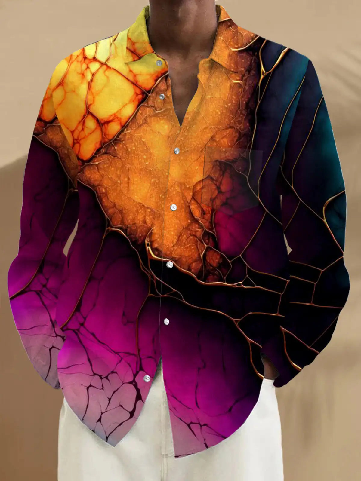 Men's shirts, button down shirts, casual shirts, spring and summer, printed long sleeves, daily, fashionable, comfortable GlowCart