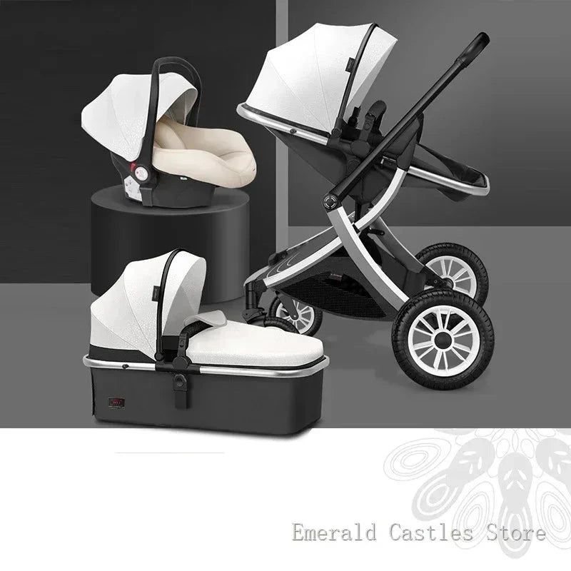 Baby stroller 3 in 1 High Landscape Stroller Reclining Baby Carriage with car seat Foldable Stroller Bassinet Puchair Newborn GlowCart