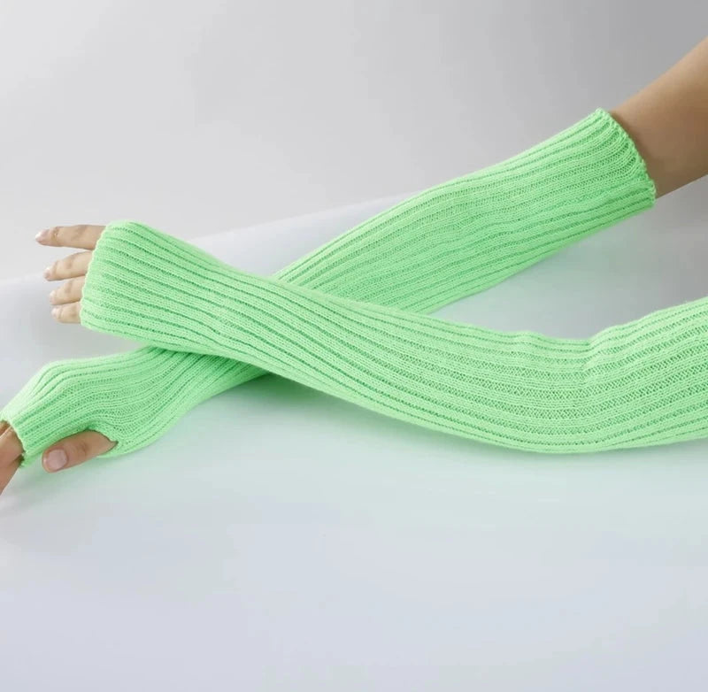 Women Long Fingerless Gloves Soft Female Glove Lolita Kawaii GlowCart