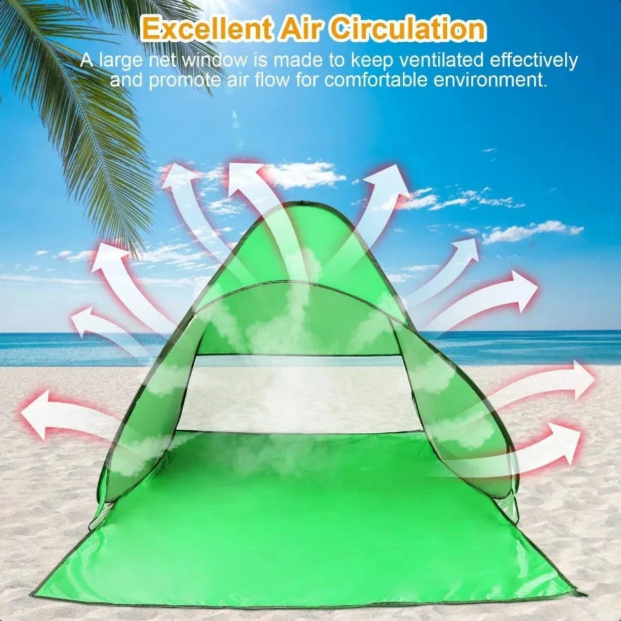 Beach Tent Pop Up Beach Tent Canopy Sun Shade Shelter AntiUV GlowCart