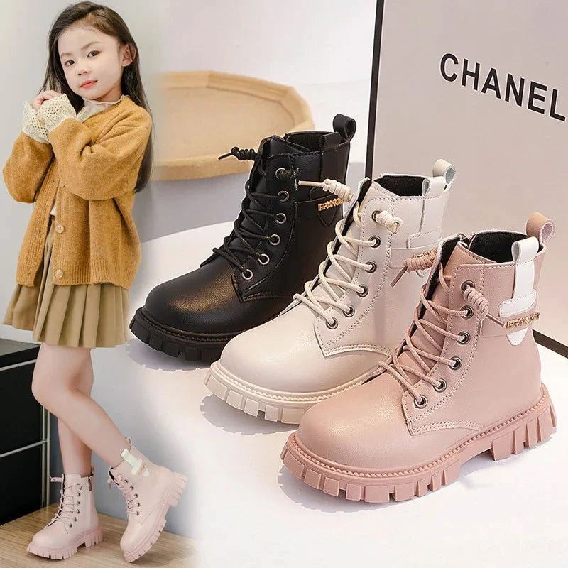 Winter Children Fashion Boots New Autumn Girls Ankle Boots Non-slip Casual Kids School Shoe PU Leather Boys Warm Booties GlowCart