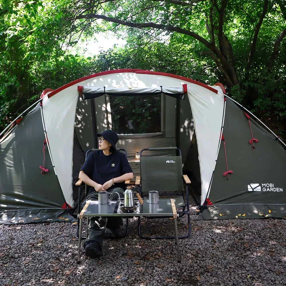 MOBI GARDEN Camping Tunnel Tent Two Bedrooms Waterproof GlowCart