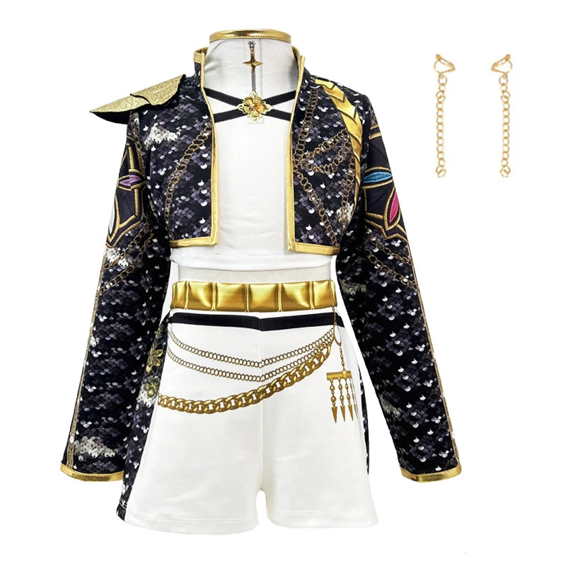 Children girl Kpop Demon Hunter Role Play Rumi Role Playing Costume Set Children's Stage Show Costume Halloween Party Set GlowCart