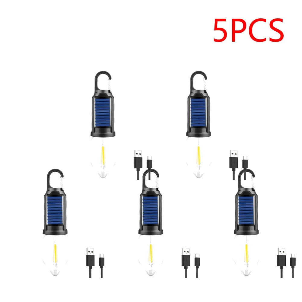 2-5PCS Solar Powered LED Lighting Lantern USB Charging GlowCart