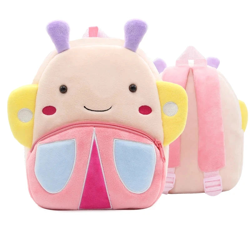 Girls School Backpack Cute Pink Butterfly Kids Plush Backpack Kindergarten School Bag GlowCart