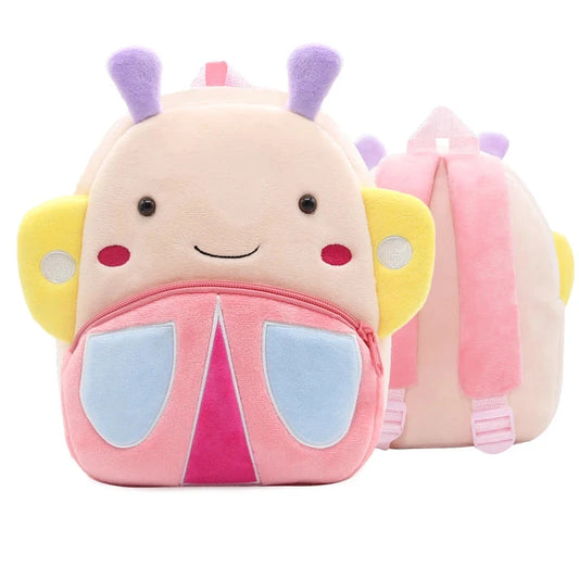 Girls School Backpack Cute Pink Butterfly Kids Plush Backpack Kindergarten School Bag GlowCart