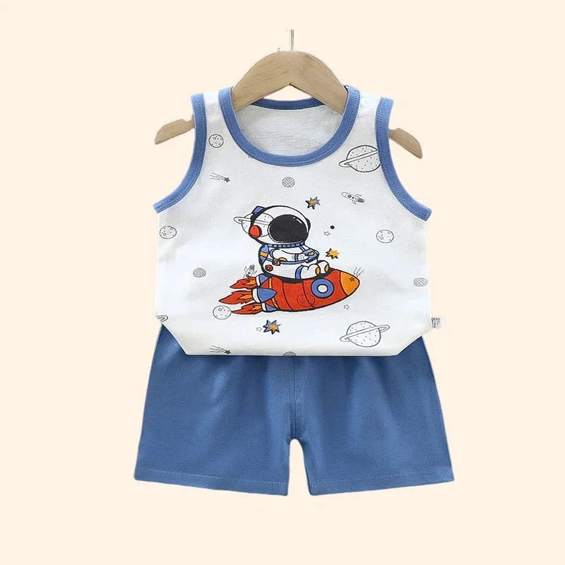 Children Sets Kids Clothes Boys Girls Vest Suit  Summer GlowCart