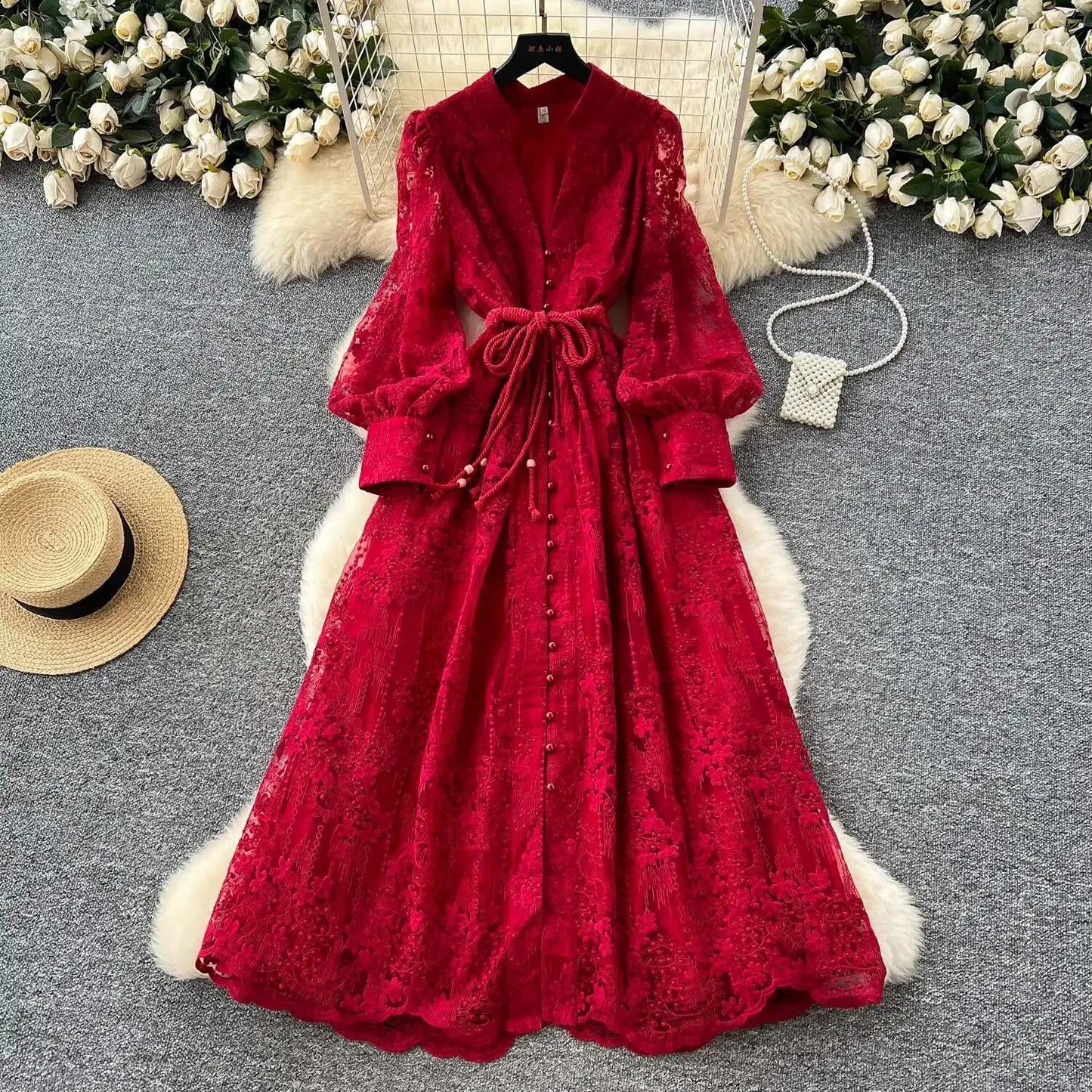 Luxury Embroidery Formal Dresses Women Summer Autumn Lantern GlowCart