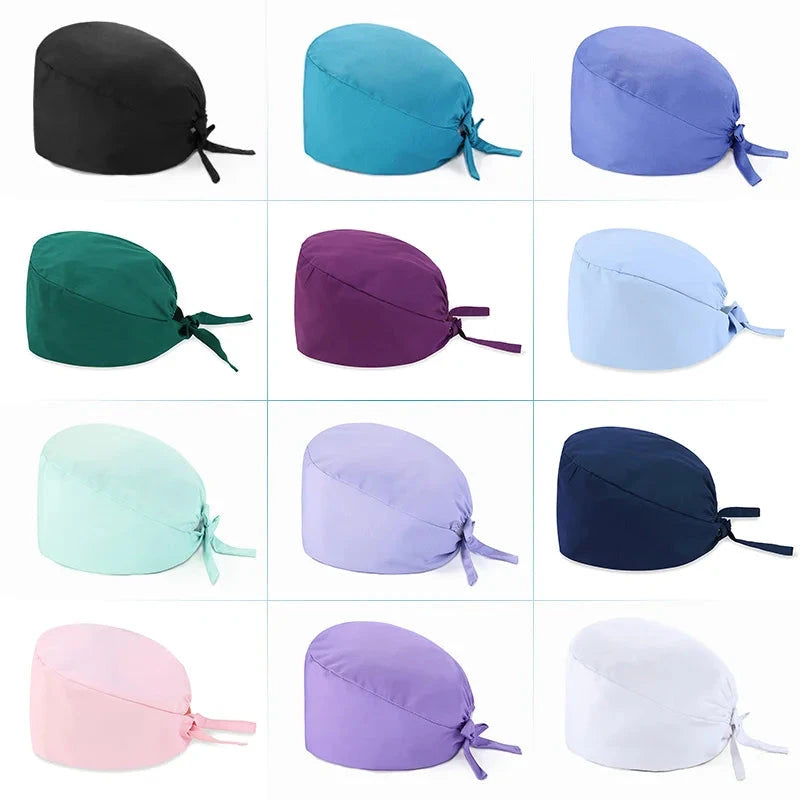 Unisex Women Scrub Nurse Caps Solid Color Adjustable GlowCart