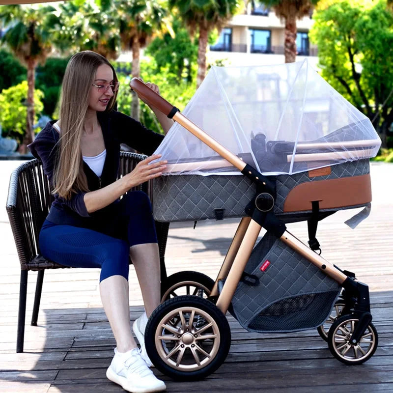 New 2 in 1 Baby Stroller High Landscape Carriage Light Newborn Pram Shock Proof Two Way  Kid Car Baby Comfort Cart 2024 GlowCart