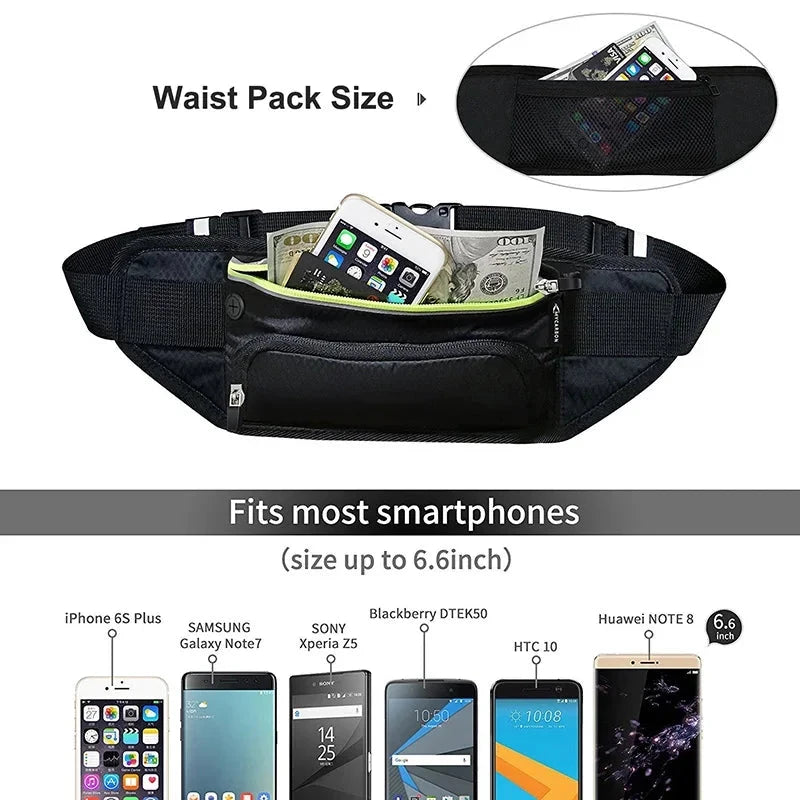 Sport Trail Running Belt Waist Bag Hydration Jogging Pouch Water Bottle Fanny Pack Men Women Gym Fitness Cycling Money Belt Bags GlowCart