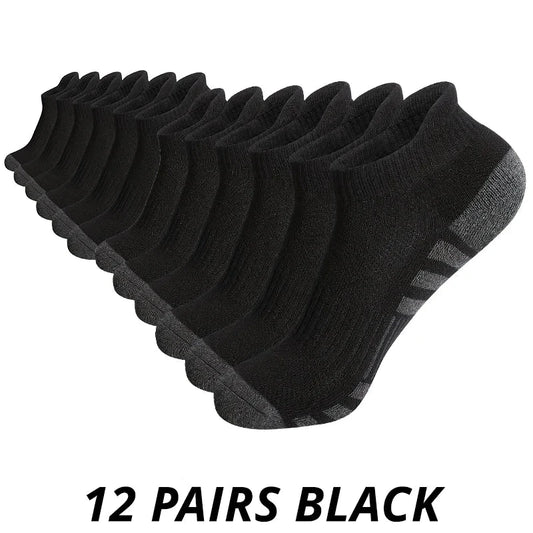 12 Pairs Men's Mesh Breathable Sports Socks , Solid Color Low Cut Casual Short Tube Socks For All Seasons GlowCart