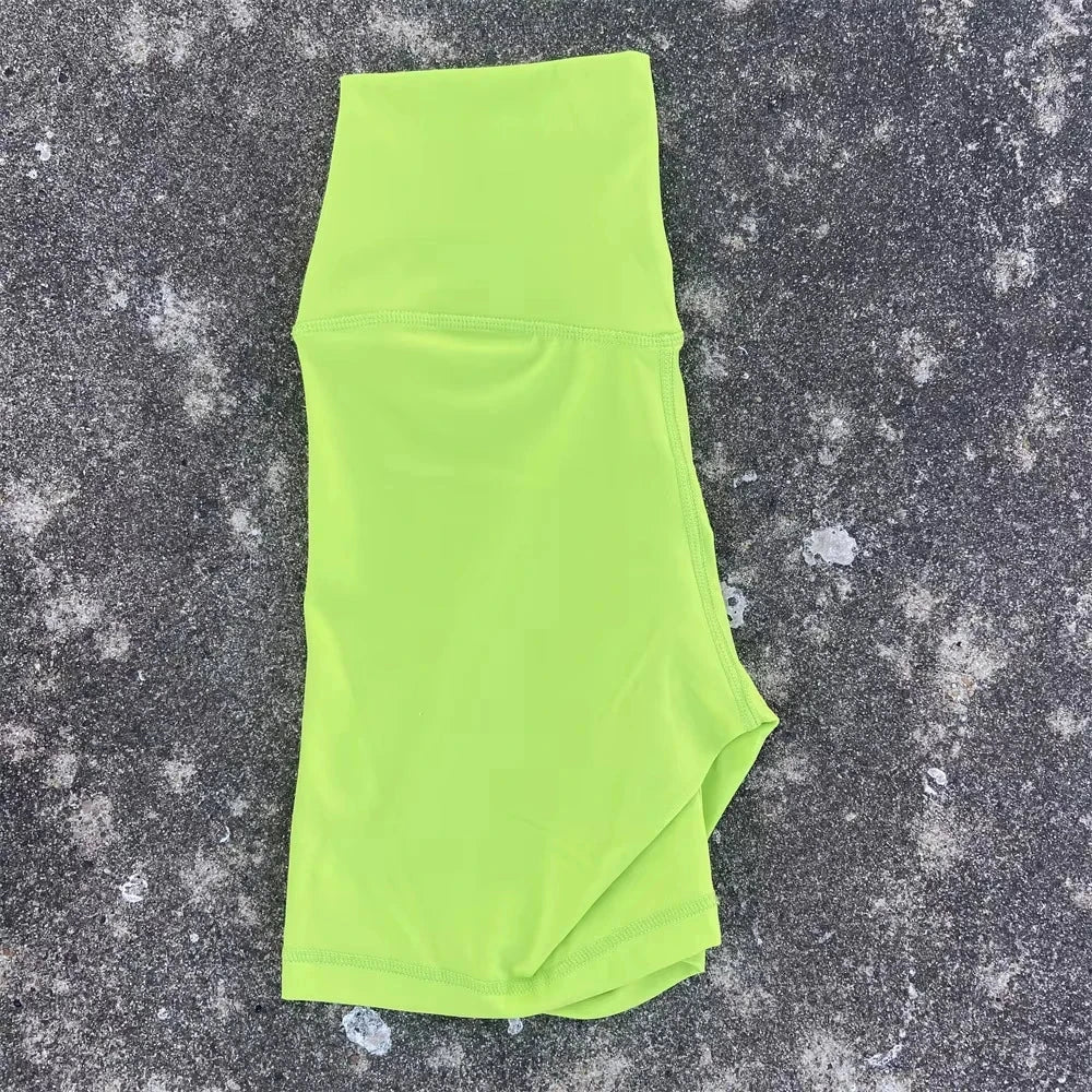 Solid Color Women Fitness Sports Short High Waist Yoga Short Leg Cycling Comprehensive Training Jog Squat Proof Internal Pocket GlowCart