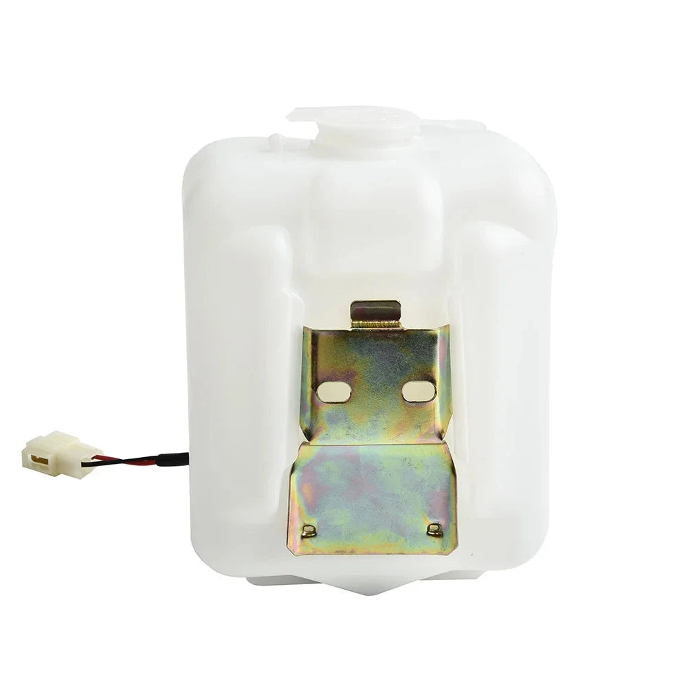 2Pin Car Plastic + Metal White Windshield Washer Reservoir Bottle Tank W/12V Pump Hose Jet Universal Accessories For Vehicles GlowCart