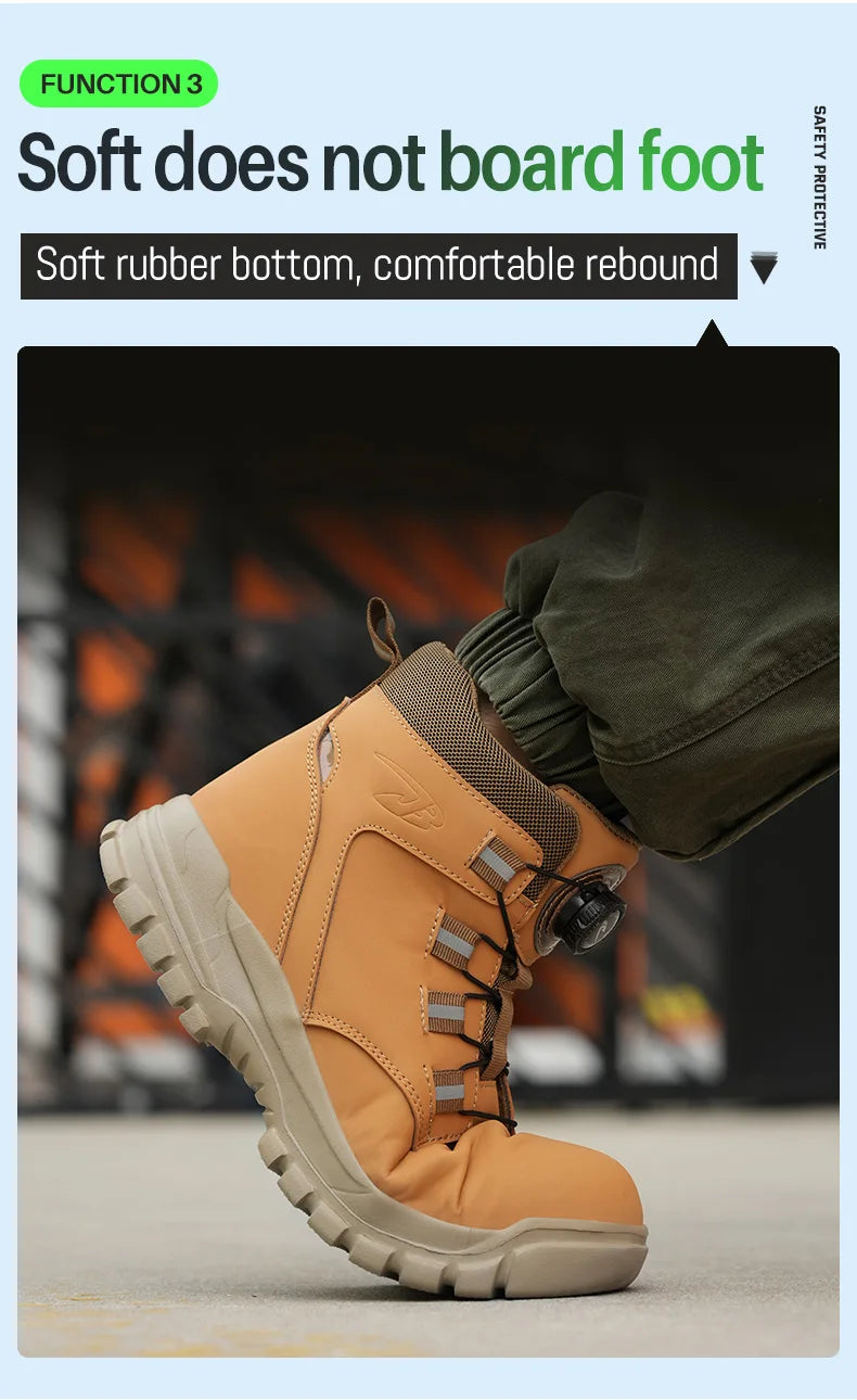 Rotating Button Work Shoes for Men Anti Puncture Work