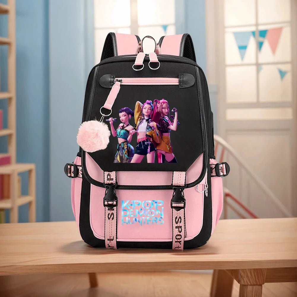 KPop Demon Hunters Backpack Demon Slayer Backpack Up To 20L Durable Waterproof Travel Backpack For Boys Girl Fan Peripheral Gift GlowCart